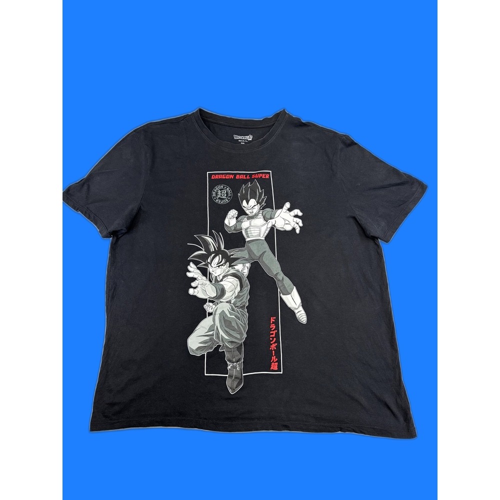 Dragon Ball Super Saiyan Goku Vegeta Anime Graphic Tee 2XL Black Cotton DBZ